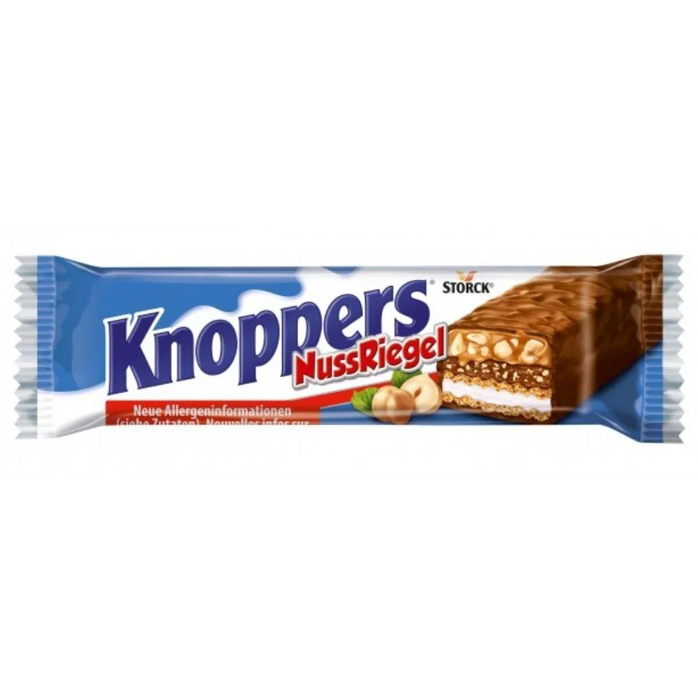Knoppers Nuss Riegel, wafer al cioccolato con crema al latte e nocciole da 40g