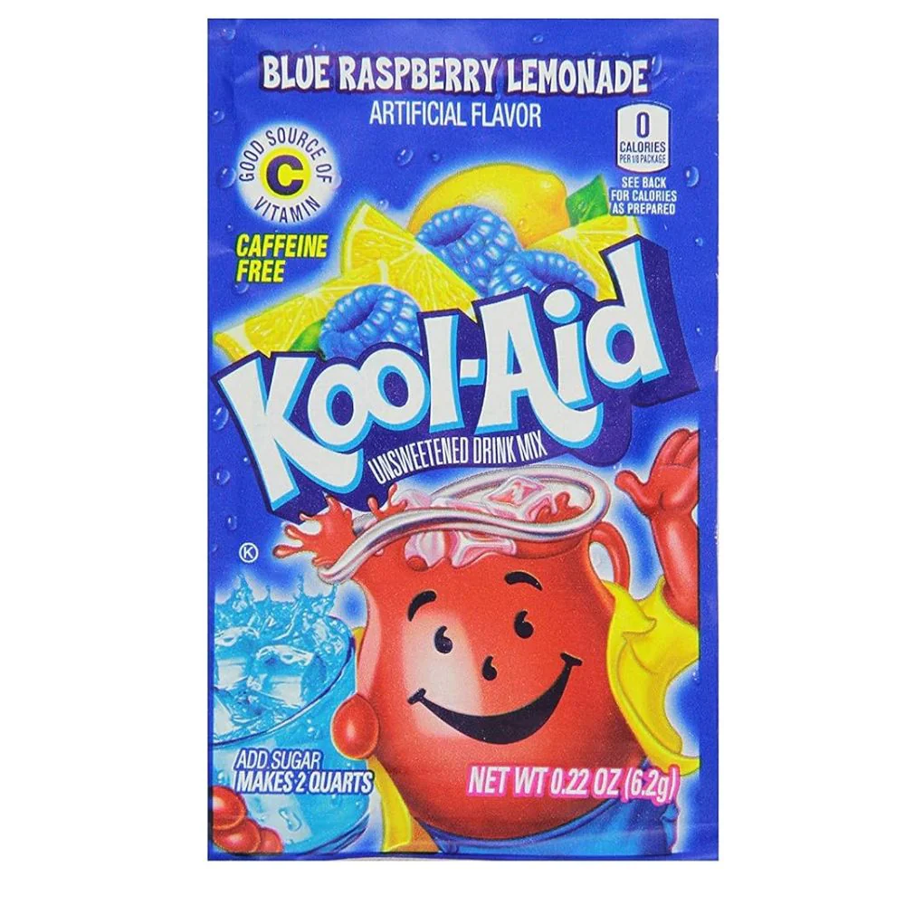 Kool Aid Blue Raspberry Lemonade, preparato per bevande al limone e mirtillo da 6.2g