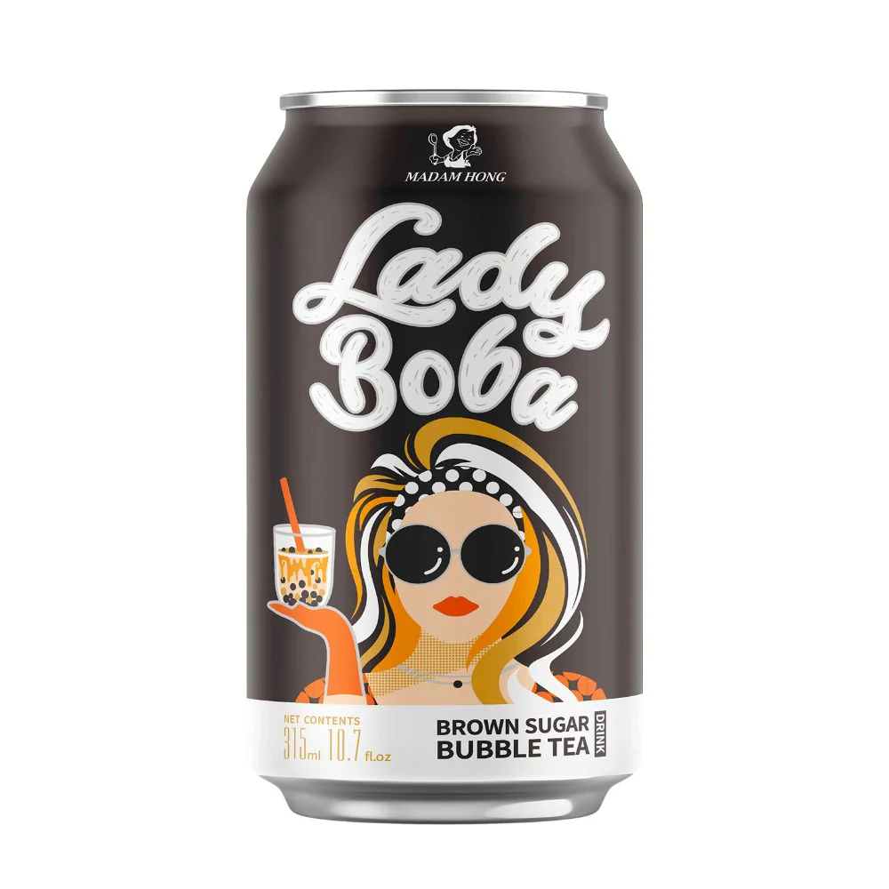 Lady Boba Brown Sugar Bubble Tea, tè allo zucchero di canna con palline al gusto di konjac da 315ml