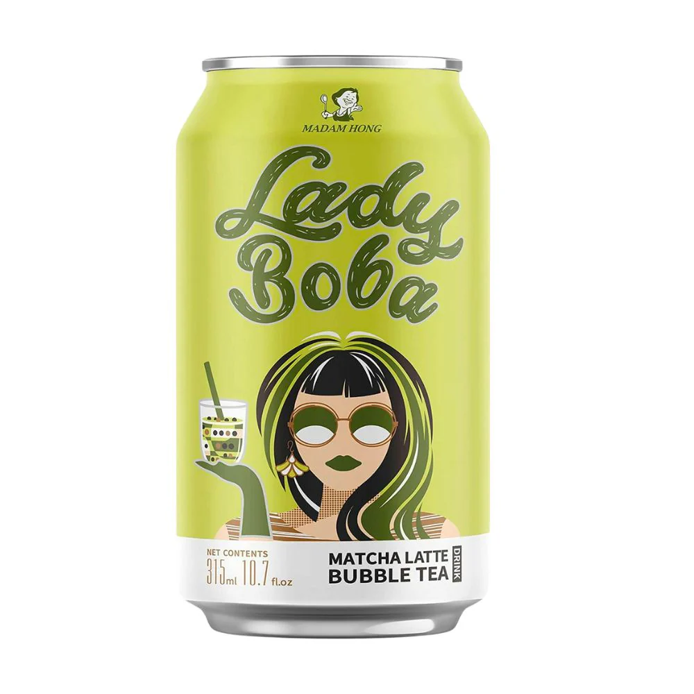 Lady Boba Matcha Latte Bubble Tea, tè con palline al gusto di thè matcha e latte da 315ml