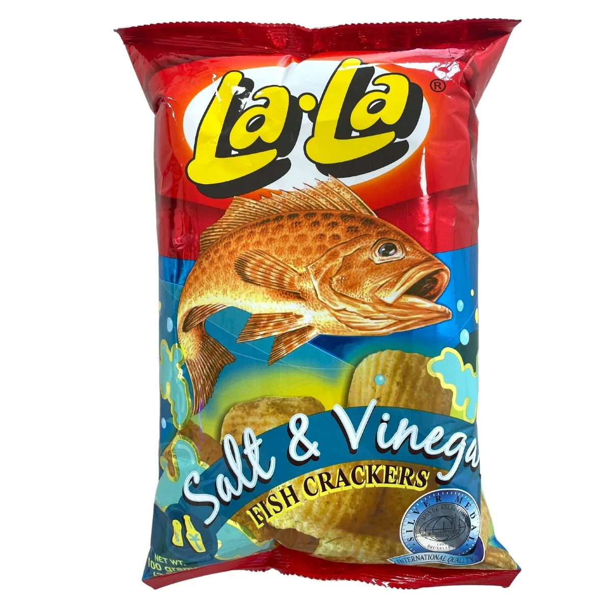 LaLa Salt & Vinegar Fish Cracker, crackers sale e aceto al gusto di pesce da 100g