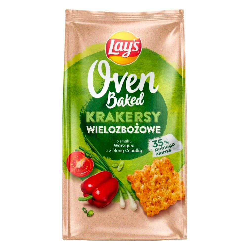 Lay's Oven Baked Crackers Veggies & Green Onion, crackers al gusto di verdure e cipolla da 80g