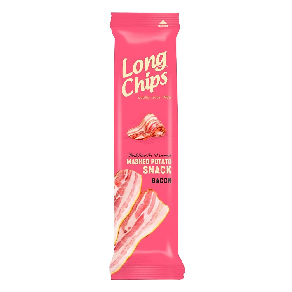 Long Chips Bacon, patatine lunghe al bacon da 75g