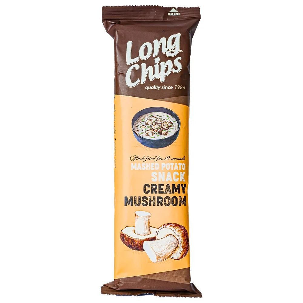 Long Chips Creamy Mushroom, patatine lunghe al gusto di crema di funghi da 75g