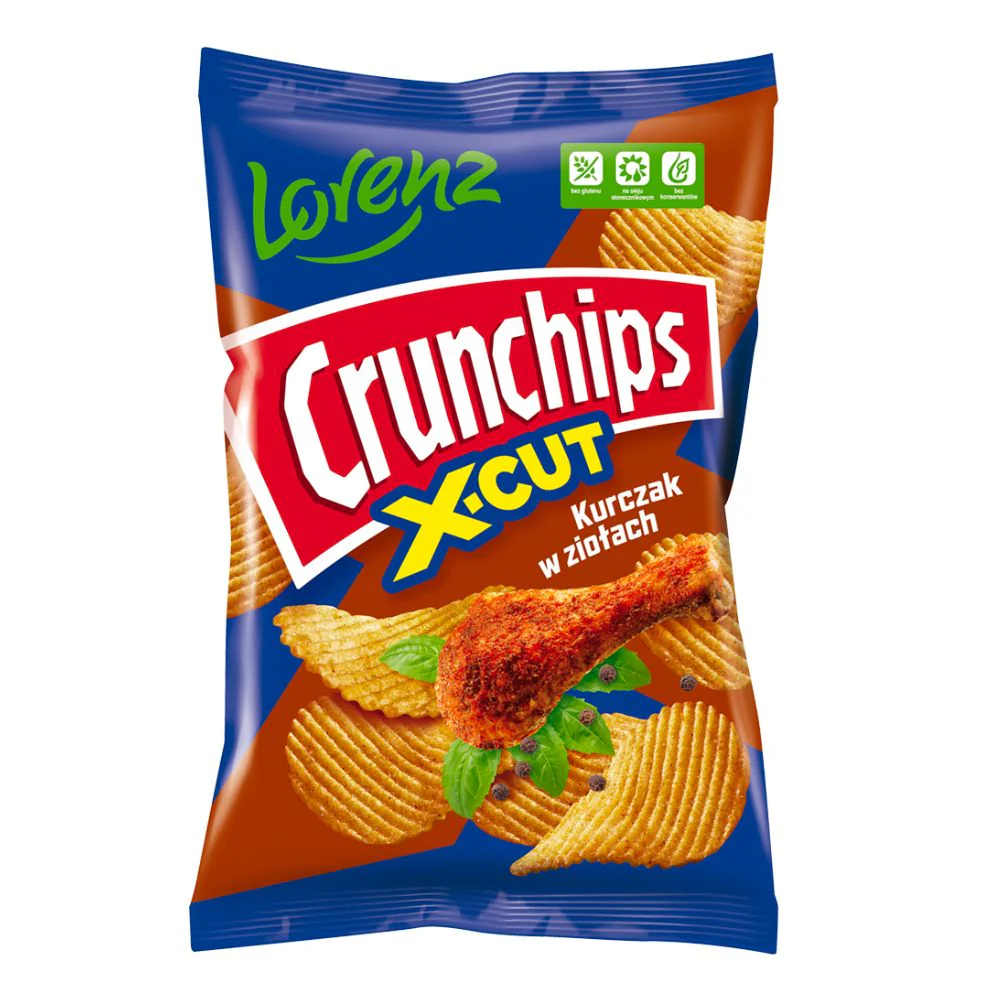 Lorenz Crunchips X-Cut Kurzak w Ziotach, patatine al gusto di pollo da 140g