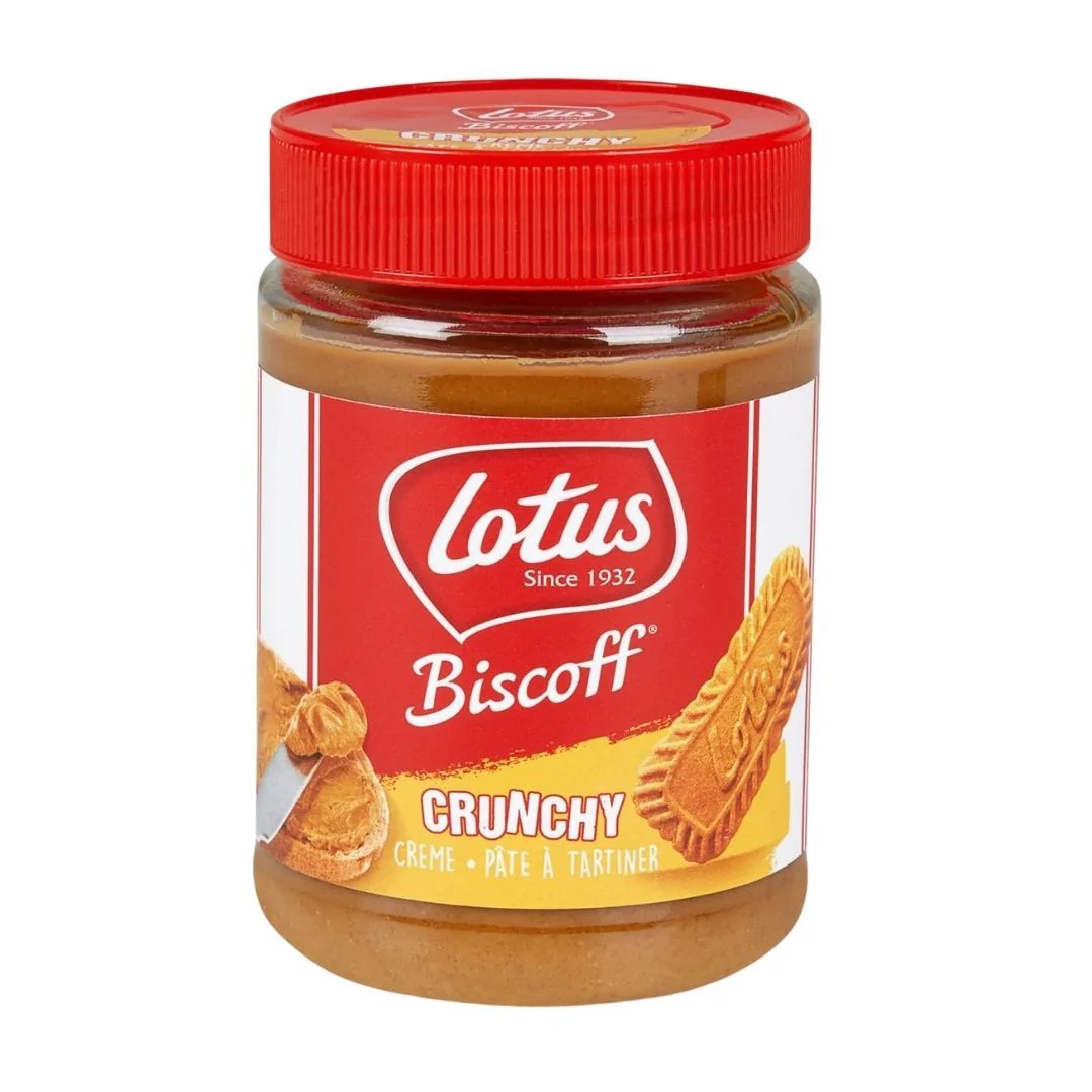 Lotus Biscuit Crunchy Creme, vasetto di crema Lotus alla cannella e al caramello con pezzi di biscotto da 380g
