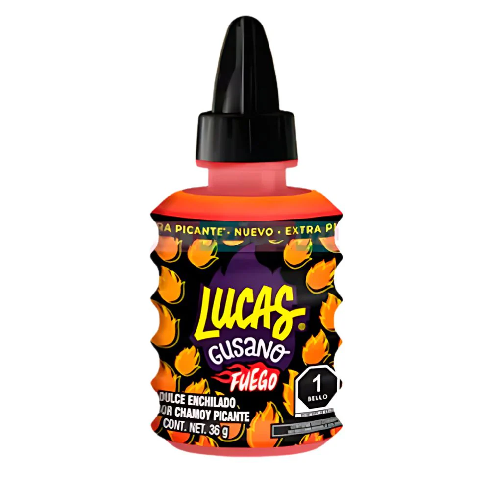 Lucas Gusano Fuego Picante, caramella liquida al gusto di chamoy piccante da 36g