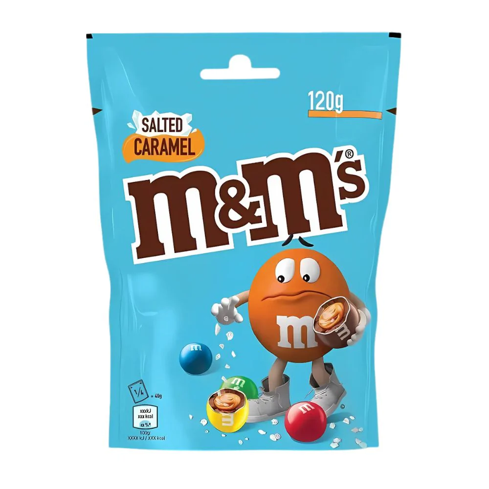 M&M's Salted Caramel Pouch, confetti al cioccolato ripieni di caramello salato da 120g