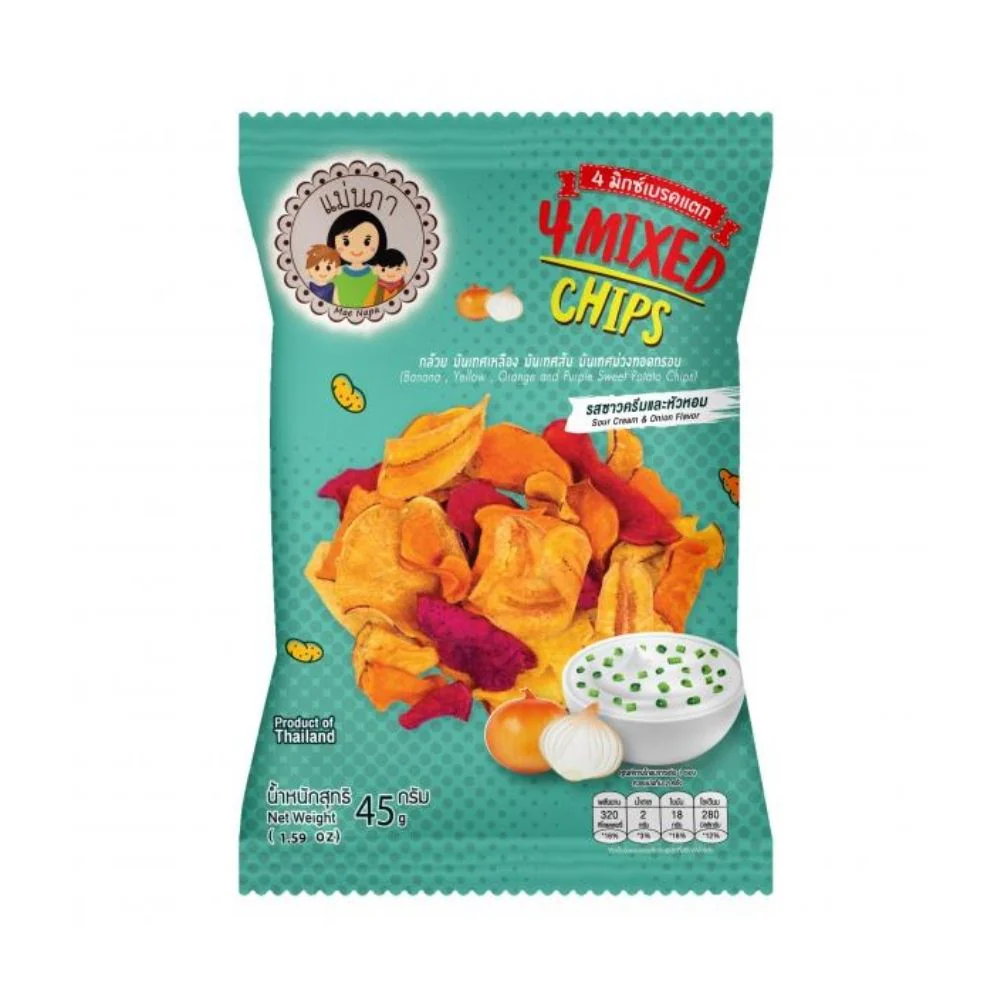Mae Napa 4 Mixed Chips Sour Cream & Onion, chips miste al gusto di cipolla e panna acida da 45g