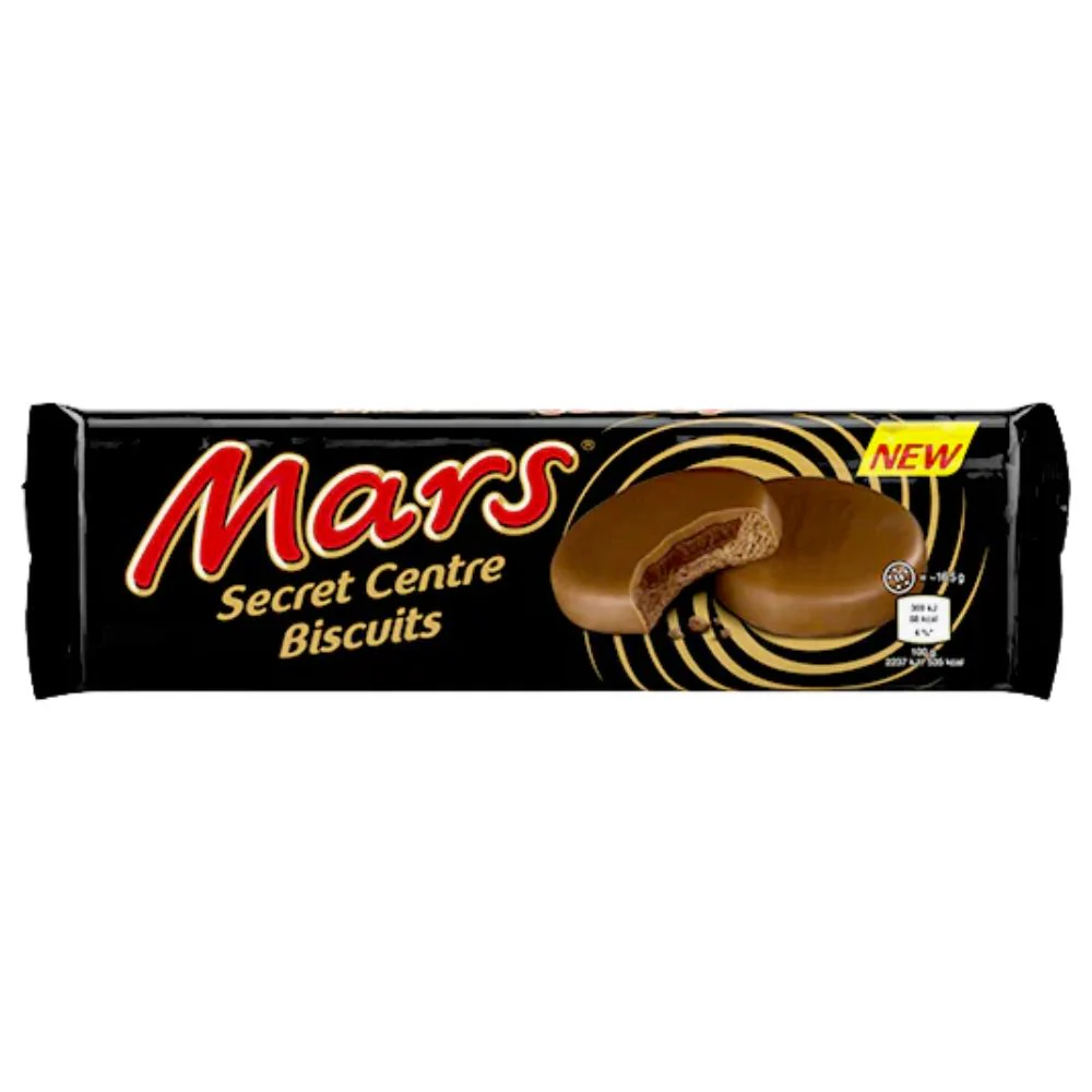 Mars Secret Centre Biscuits, biscotto con ripieno al gusto caramello e ricoperto di cioccolato da 132g