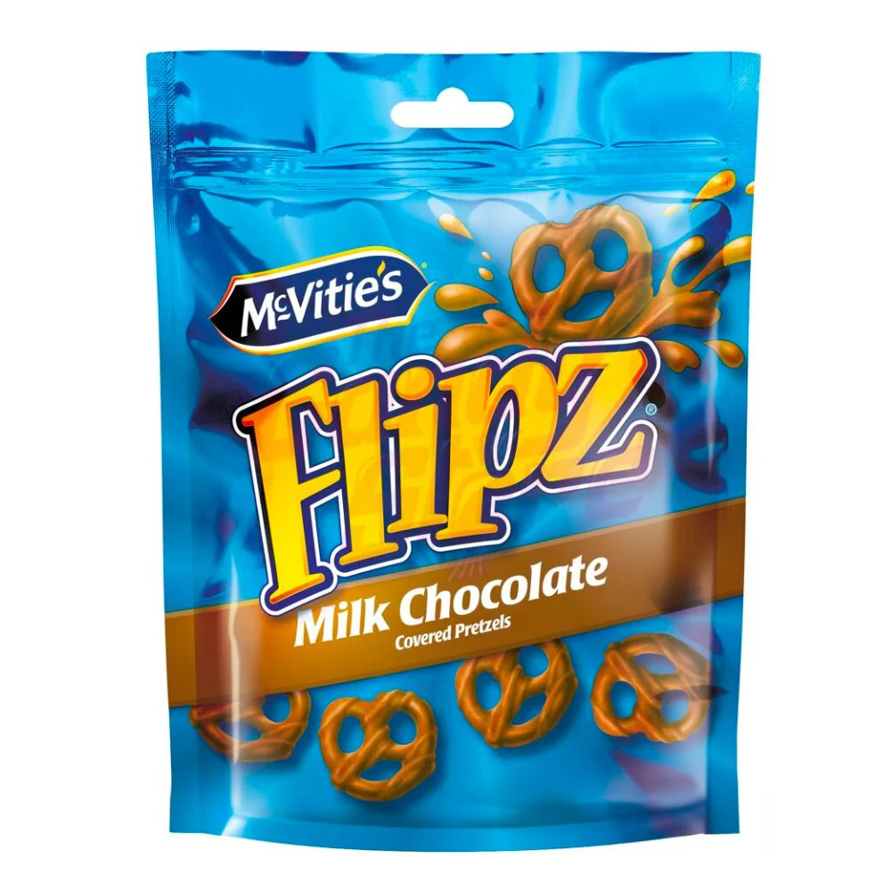 Mcvitie's Flipz Milk Chocolate, pretzel ricoperti di cioccolato al latte da 90g