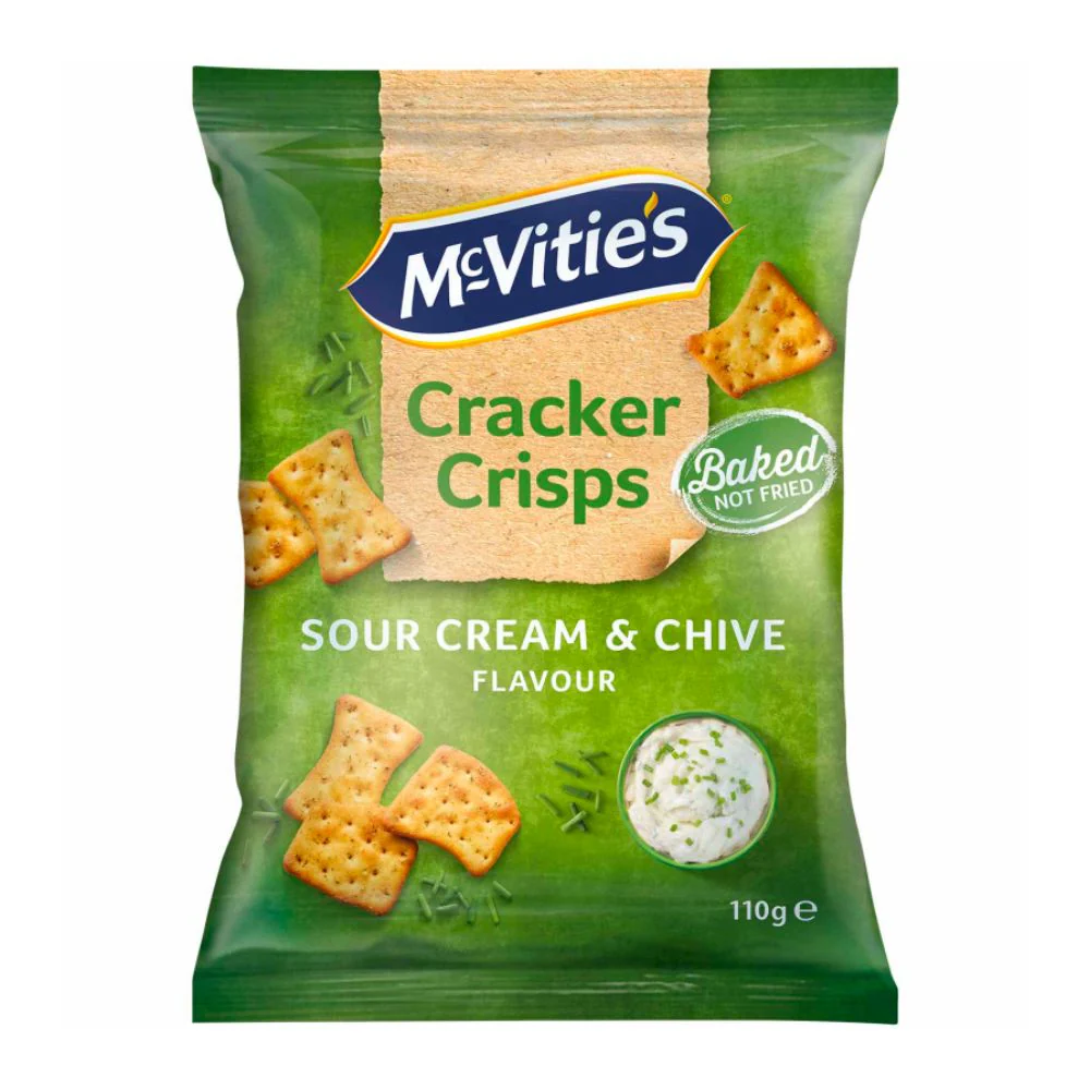 McVitie's Sour Cream Chive Cracker Crisps, cracker al gusto di panna acida ed erba cipollina da 110g