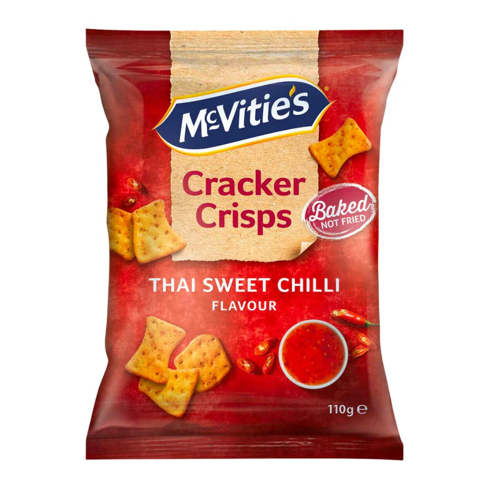 McVitie's Thai Sweet Chili Cracker Crisps, cracker al gusto di salsa thai 110g