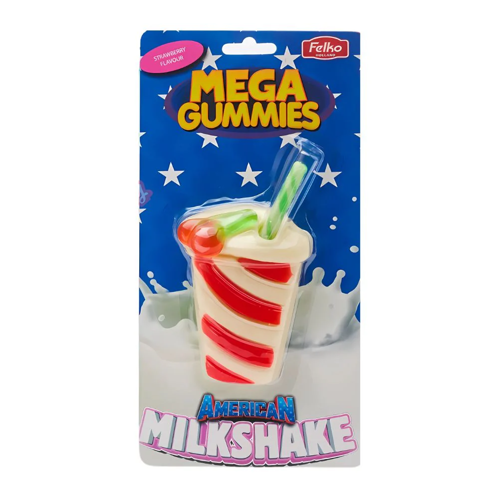 Mega Gummies American Milkshake, caramella gommosa gigante al gusto di fragola da 120g
