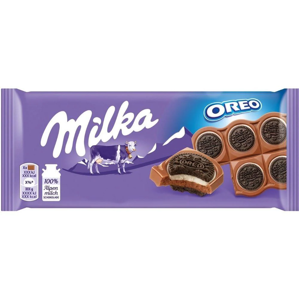 Milka Oreo Sandwich, barretta di cioccolato con Oreo interi da 92g