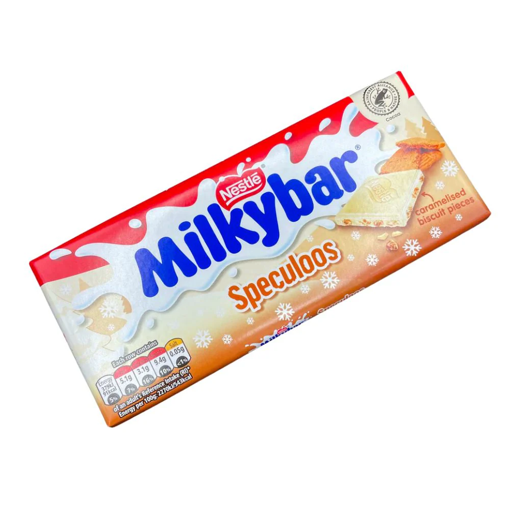 Nestlè Milkybar Speculoos, barretta al cioccolato bianco con pezzi di biscotto speziato da 100g