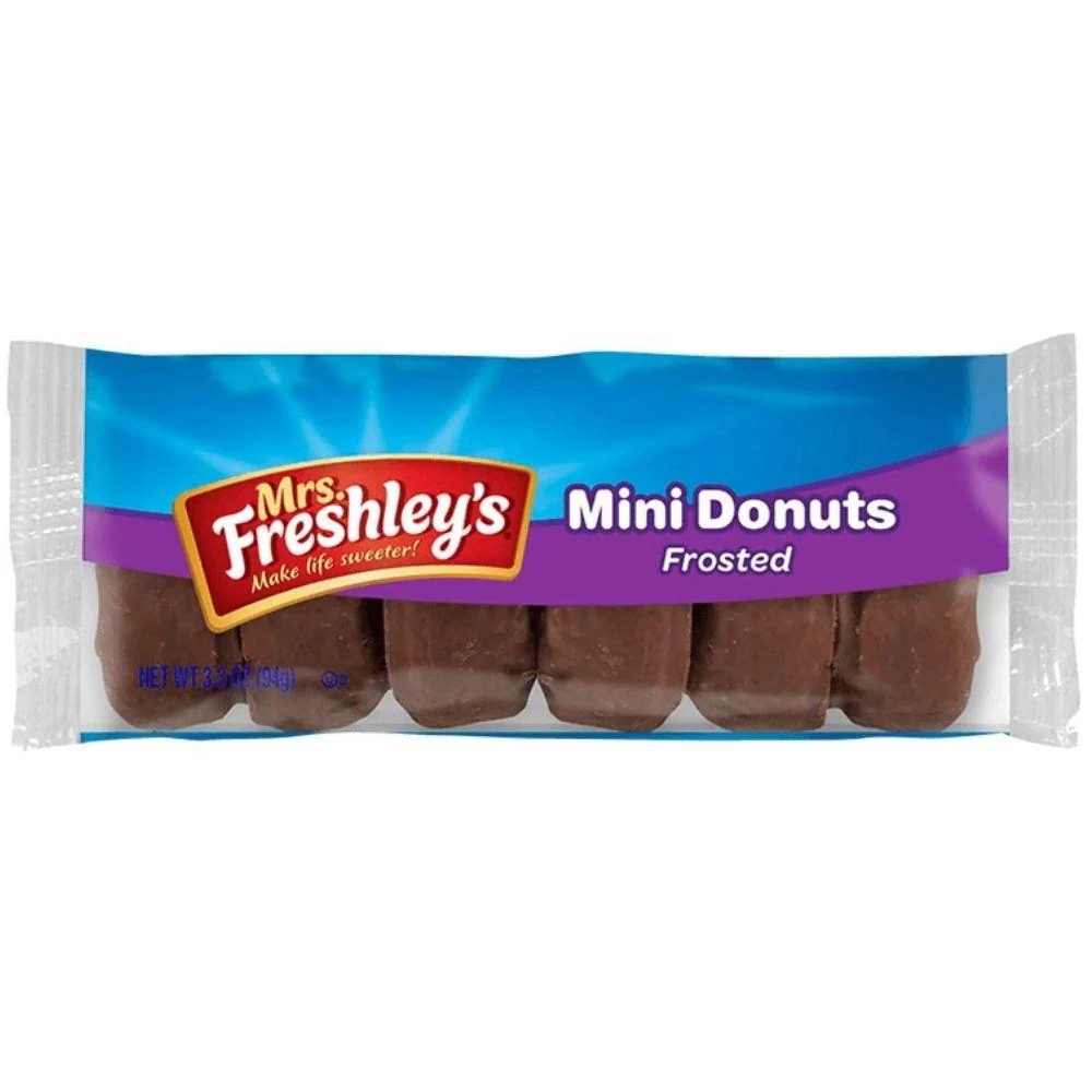 Mrs. Freshley's Mini Donuts Frosted, ciambelle glassate al cioccolato da 94g