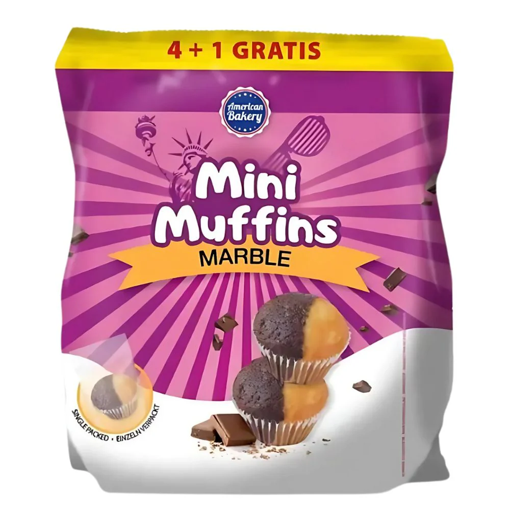 Mini Muffins Marble, mini muffins al gusto di vaniglia e cioccolato da 125g