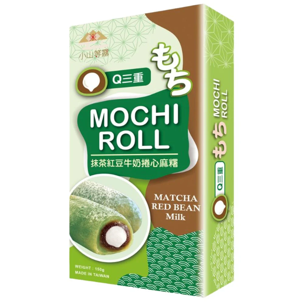 Yi Xi Food Japanese Mochi Roll Matcha Red Bean Milk, mochi al gusto matcha ripieni di crema ai fagioli rossi da 150g