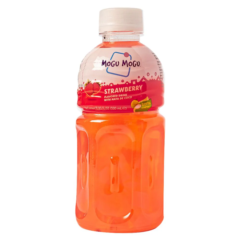 Mogu Mogu Strawberry Flavored Drink, bevanda al succo di fragola e Nata de cocco da 320ml
