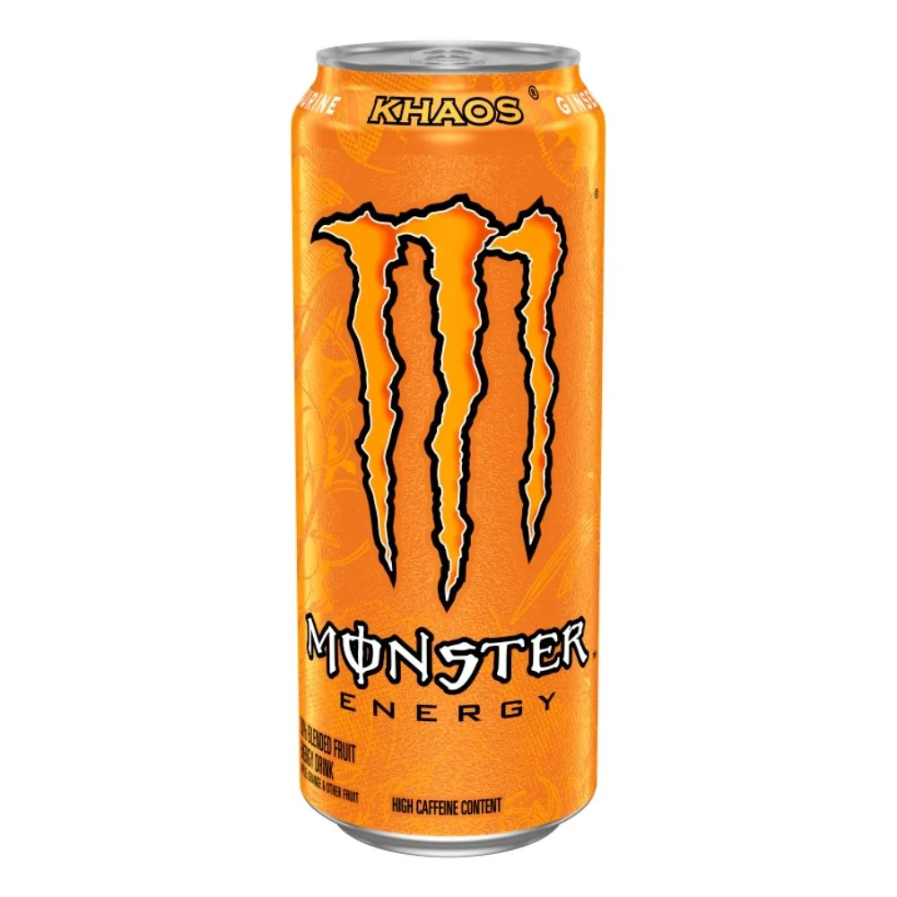 (Monster non da collezione, danneggiata) Monster Energy Khaos, bevanda energetica all'arancia da 335ml