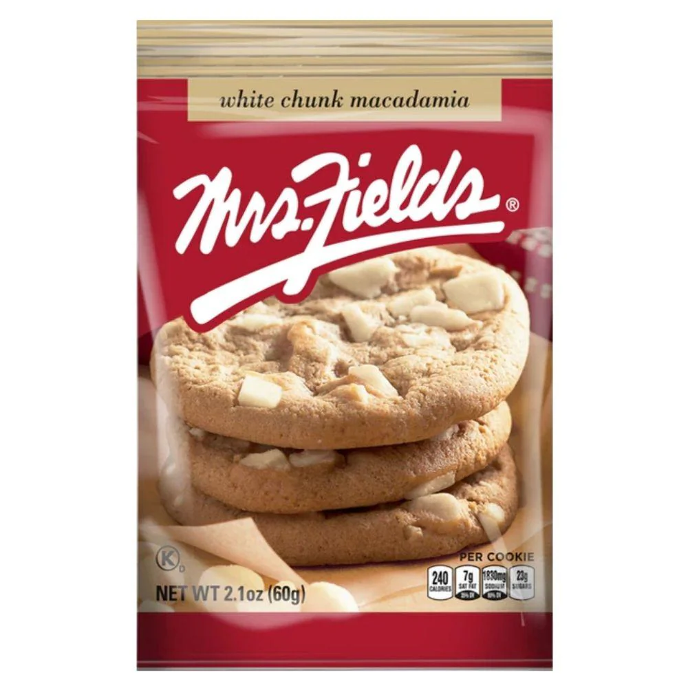 Mrs Fields White Chunk Macadamia, biscotto con pezzi di cioccolato bianco e noci da 60g