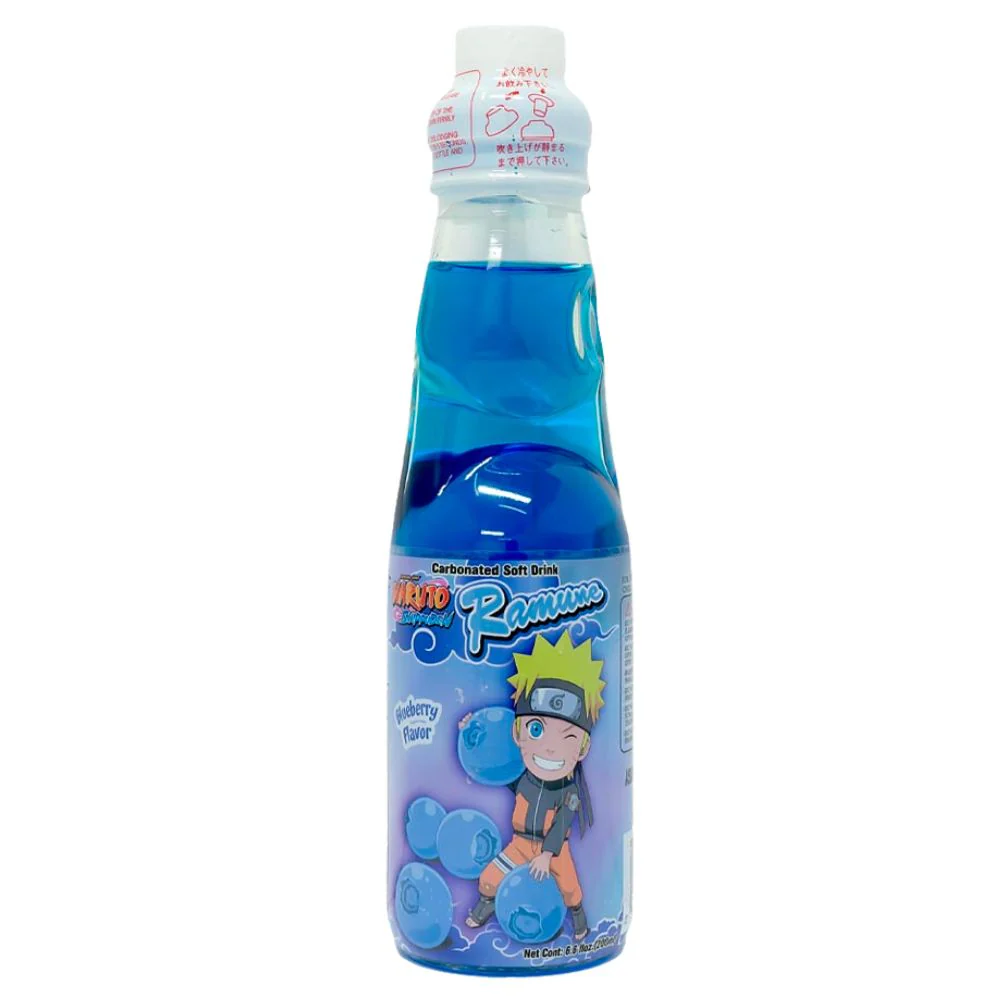 Naruto Ramune Blueberry, bevanda al gusto di mirtillo da 200ml