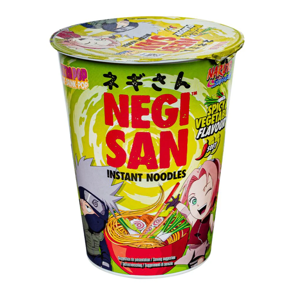 Naruto Ultra Pop Instant Noodles Spicy Vegetables of Sakura and Kakashi, noodles piccanti al gusto di verdure da 65g