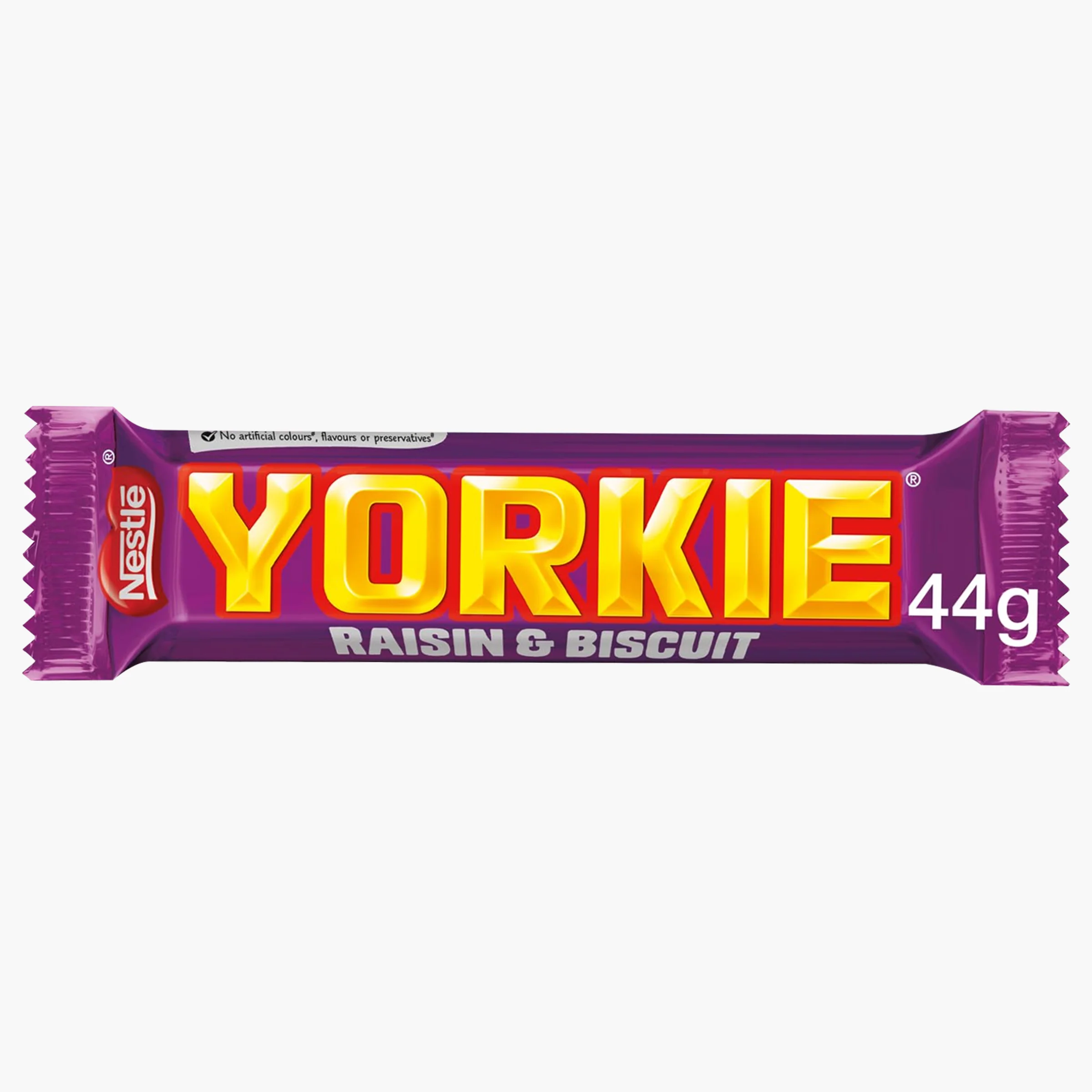 Nestlè Yorkie Raisin & Biscuit, barretta al cioccolato con uva passa e pezzi di biscotto da 44g