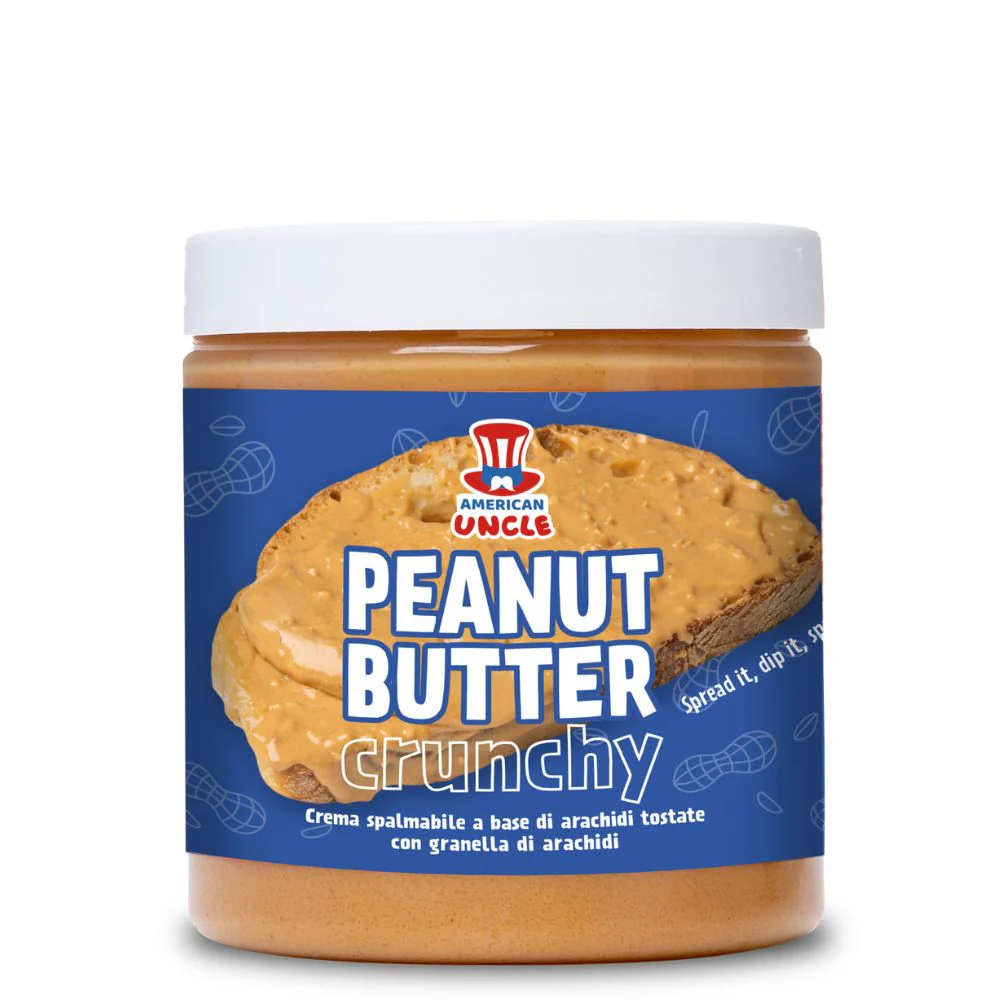 American Uncle Peanut Butter Crunchy, burro d'arachidi con pezzetti interi di arachidi da 220g