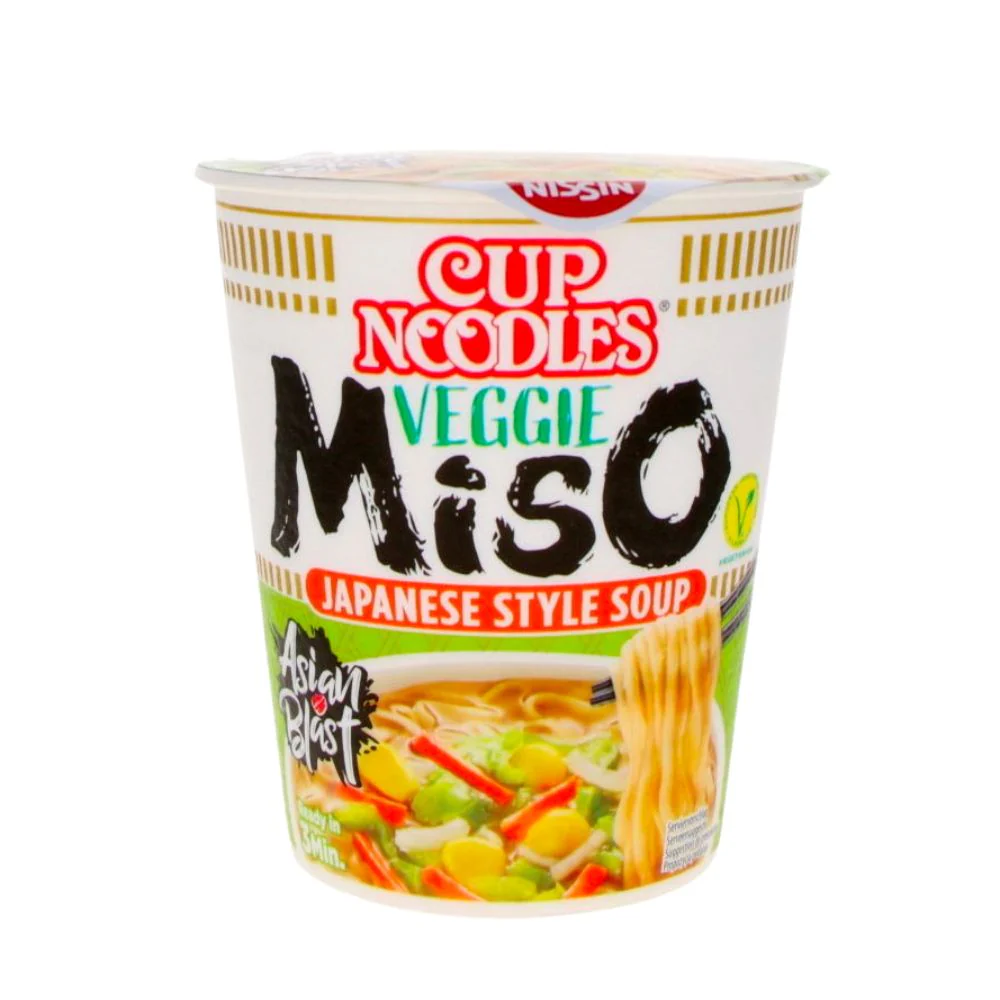 Nissin Cup Noodle Veggie Miso, noodle al gusto di miso da 67g