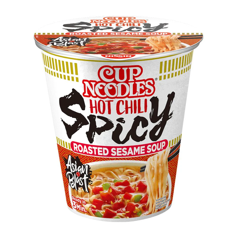 Nissin Noodle hot Chili Spicy, noodles istantanei al gusto piccante da 66g