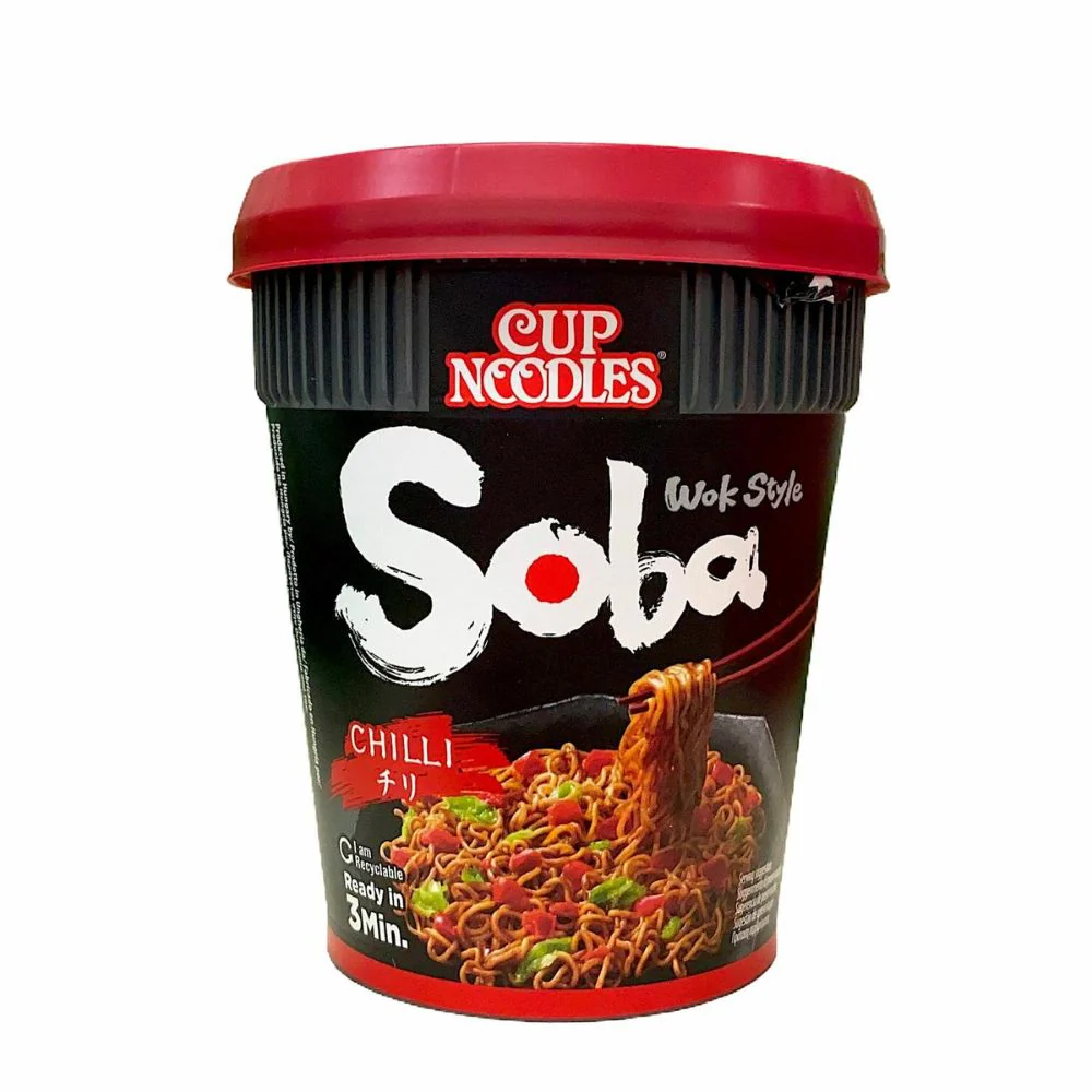 Nissin Noodles Soba Chili, noodles con salsa al piccante da 92g