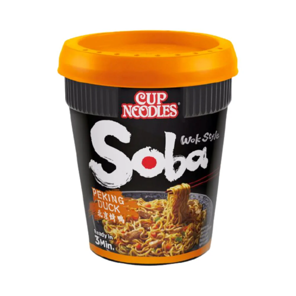 Nissin Noodles Soba Pecking Duck, noodles con salsa all'anatra pechinese da 87g