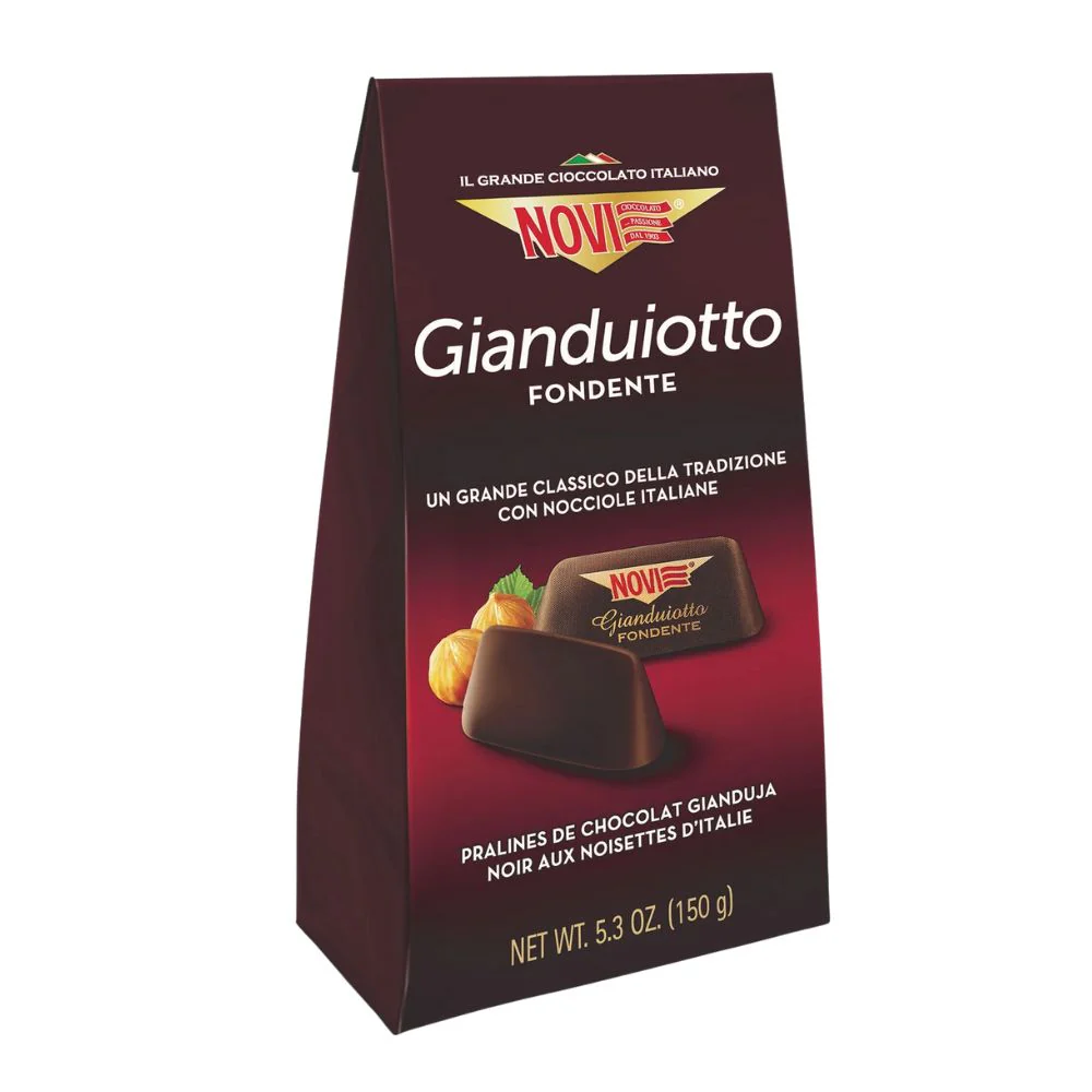 Novi Gianduiotto Fondente, praline di cioccolato alle nocciole gianduja da 150g