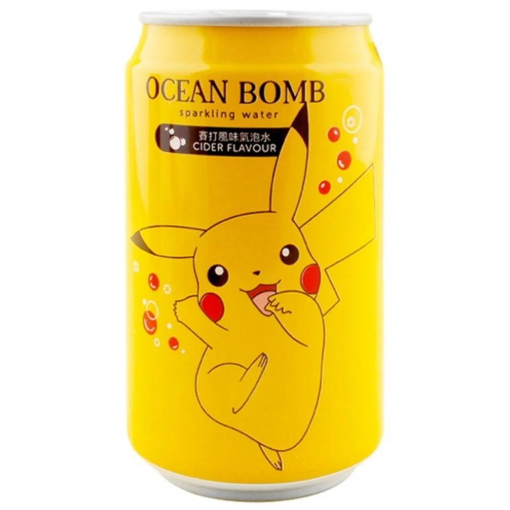 Ocean Bomb Pokemon Pikachu Cider Flavour Sparkling Water, bevanda fruttata al sidro da 330 ml
