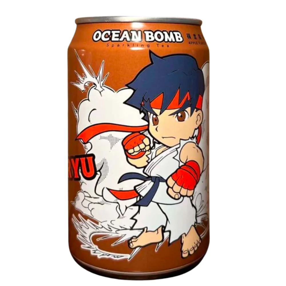Ocean Bomb Street Fighter Ryu, bevanda al gusto mela da 355ml
