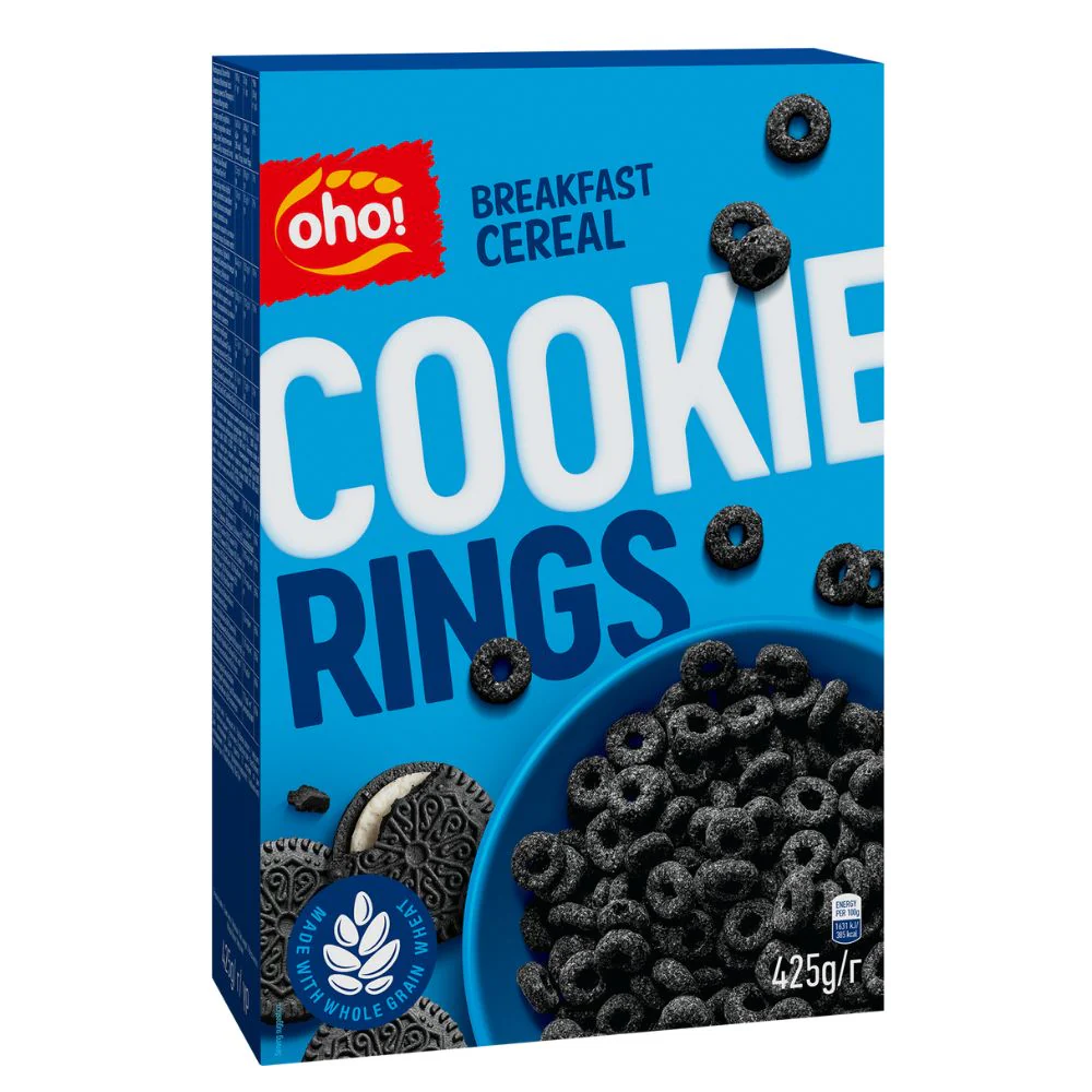 Oho! Cookie Rings, cereali al gusto di biscotti al cacao da 425g