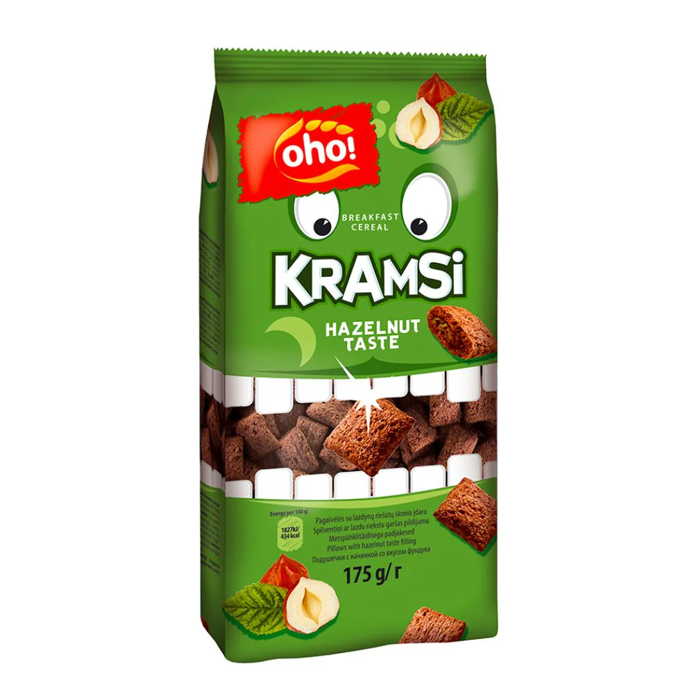 Oho! Kramsi Hazelnut Taste, snack ripieni di crema alla nocciola da 175g