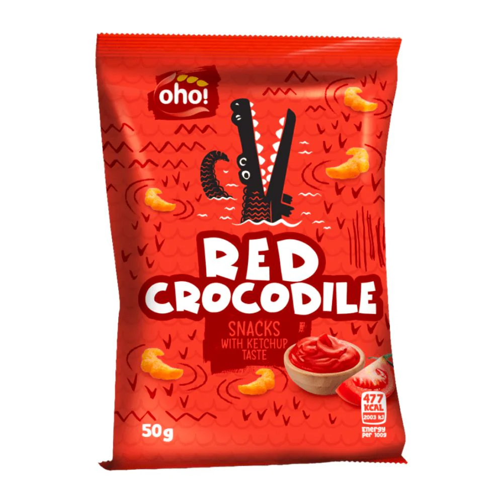 Oho! Red Crocodile with Ketchup Taste, patatine al ketchup da 50g