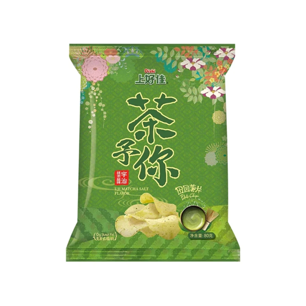 Oishi Uji Matcha Salt Flavor, patatine salate al gusto matcha da 50g