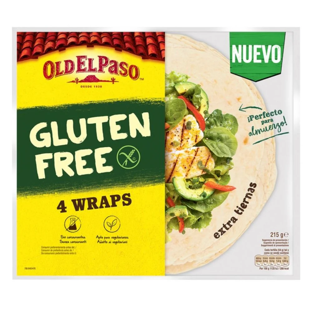 Old El Paso 4 Wraps Gluten Free, tortillas senza glutine da 215g