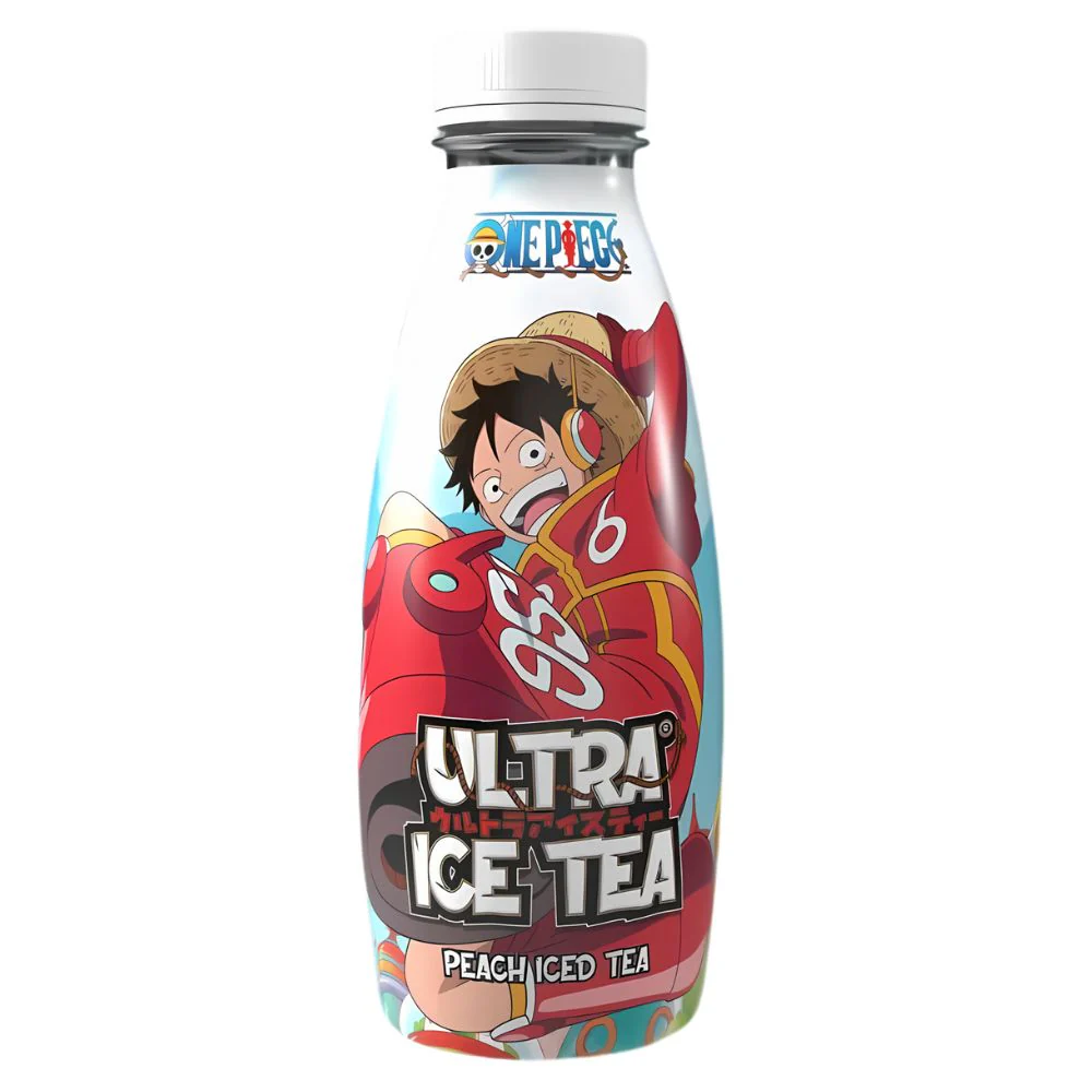 One Piece Ultra Ice Tea Peach Luffy Egghead, tè nero con succo di pesca da 500ml