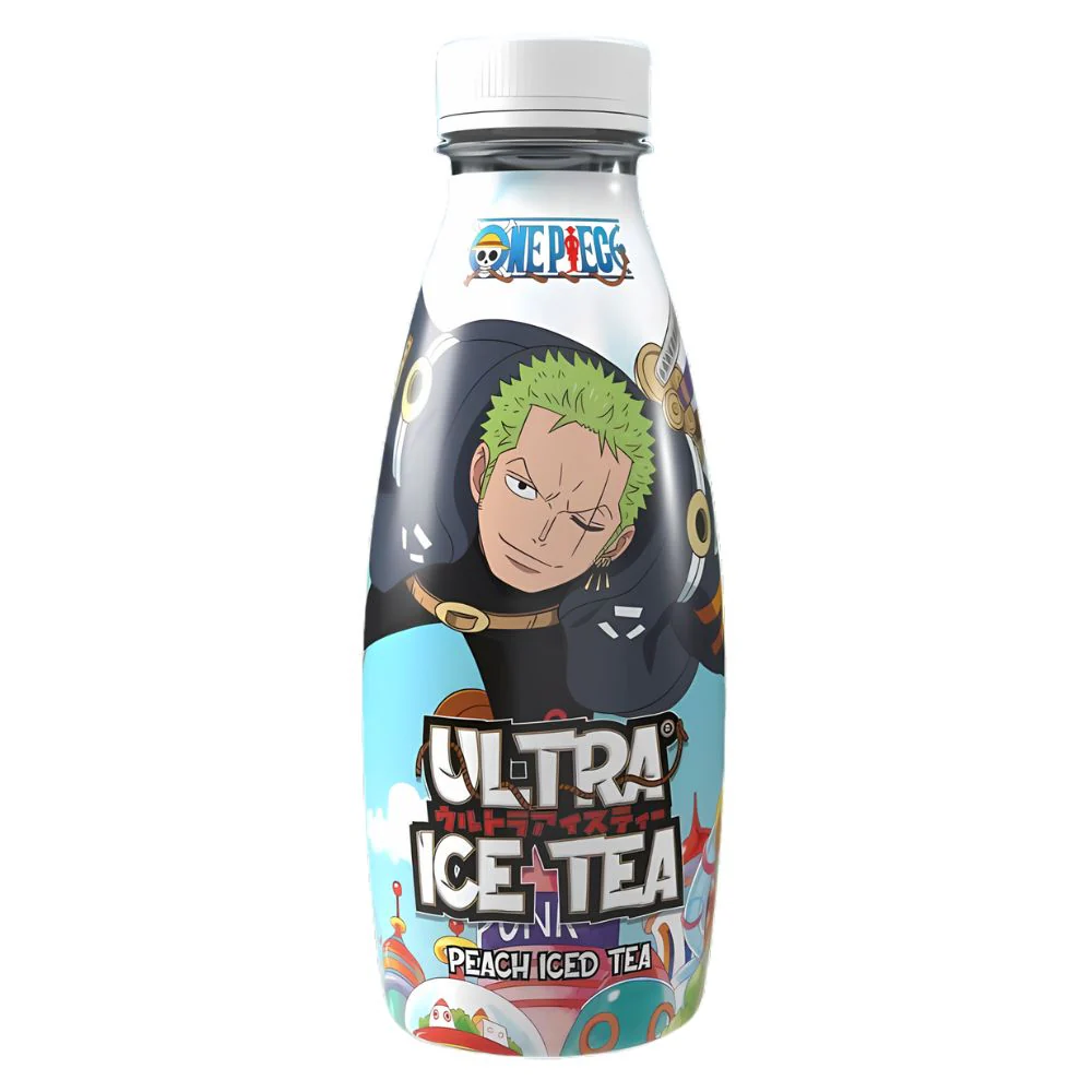 One Piece Ultra Ice Tea Peach Zoro Egghead, tè nero con succo di pesca da 500ml