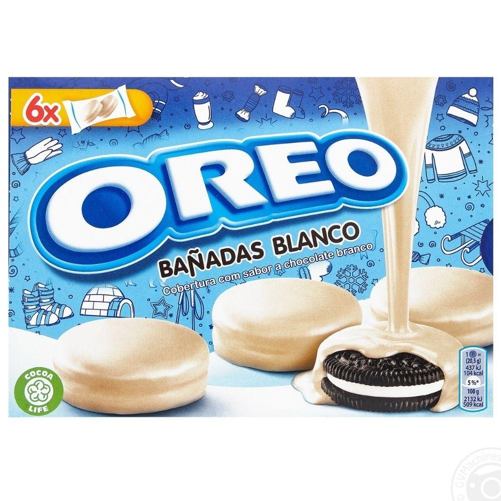 Oreo Bañadas Blanco, biscotti alla vaniglia ricoperti di cioccolato bianco da 246g