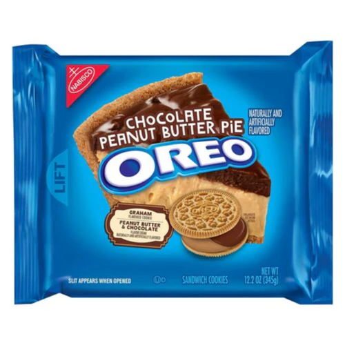 Oreo Chocolate Peanut Butter Pie Cookies, confezione di biscotti farciti al cioccolato e burro d'arachidi da 345g