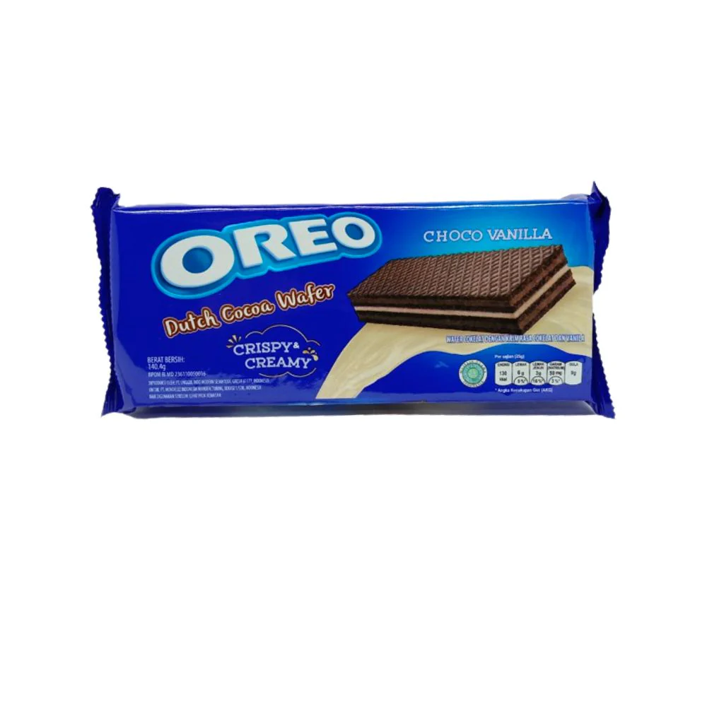 Oreo Crispy & Creamy Choco Vanilla Dutch Cocoa Wafer, wafer al cioccolato ripieno di crema alla vaniglia da 140g