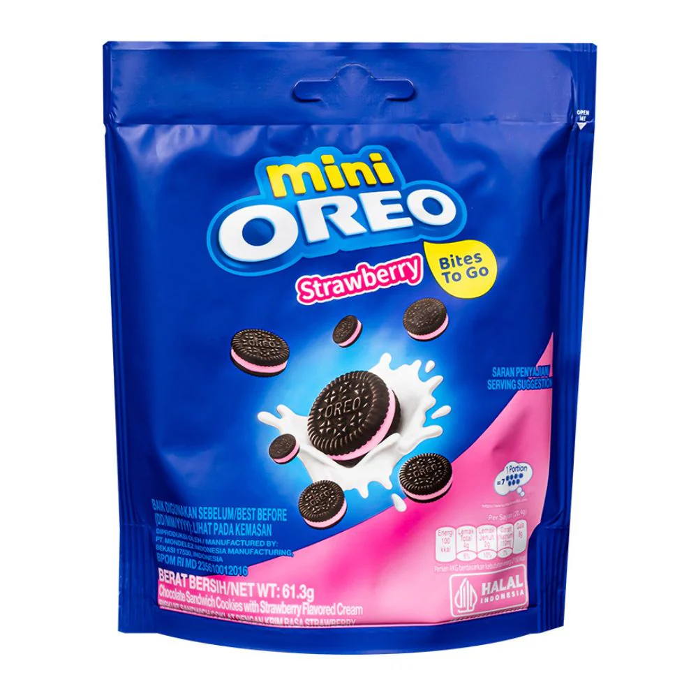 Oreo Mini Strawberry, mini biscotti con crema al gusto di fragola da 61,3g