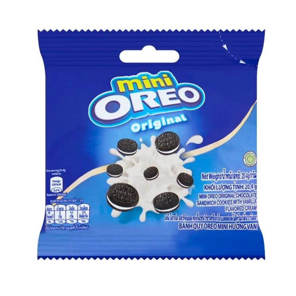 Oreo Mini Vanilla, biscotti al cacao con crema alla vaniglia da  20g