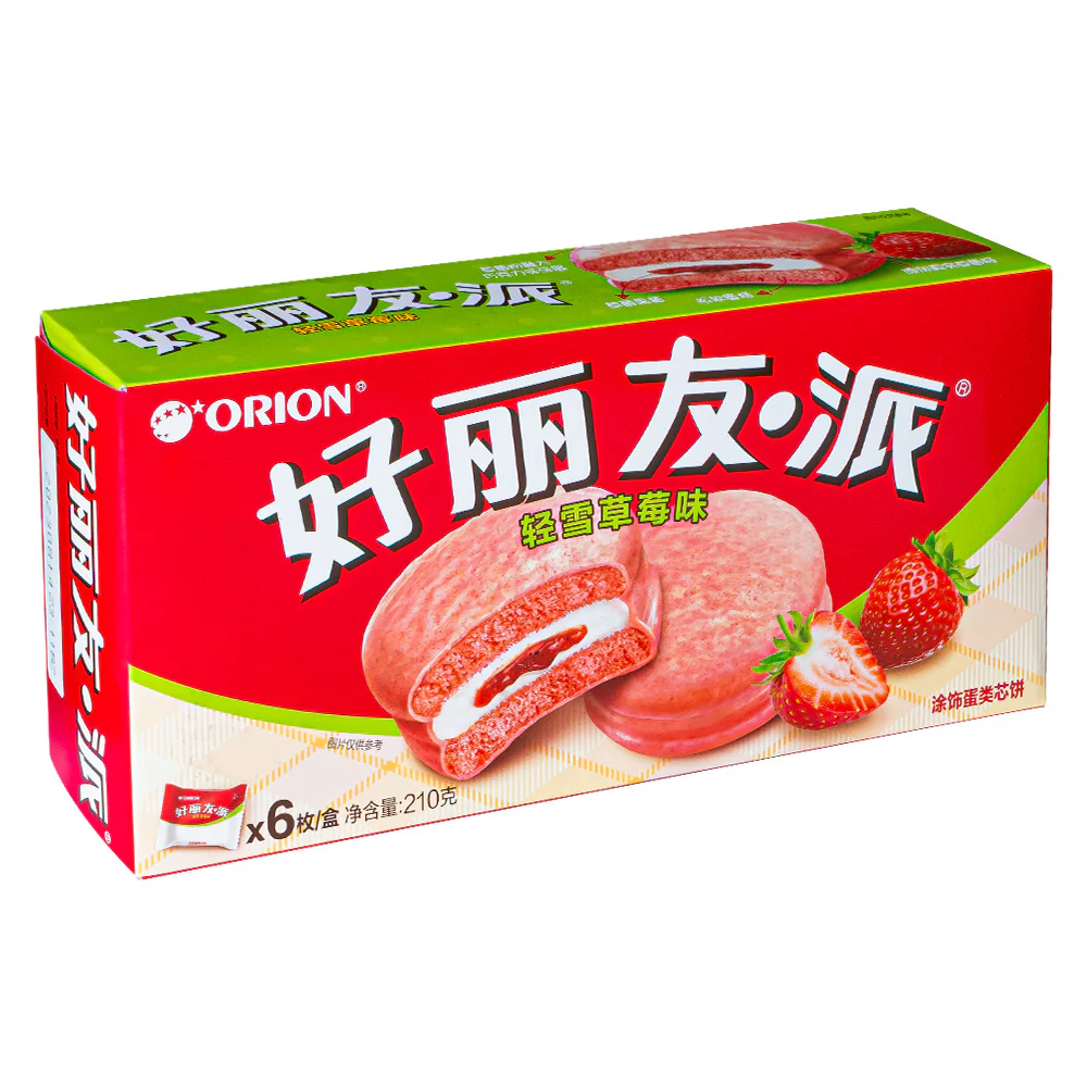 Orion Pie Strawberry Flavor, tortini ripieni alla fragola da 210g